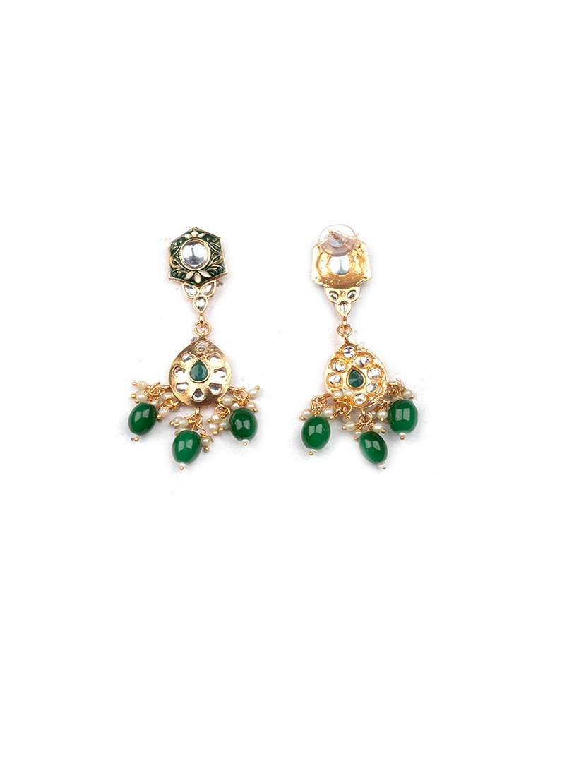 green pearls beaded kundan choker set - 22181493 -  Standard Image - 4