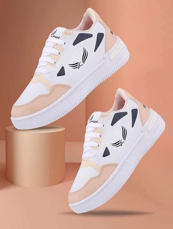 women beige lace-up sneaker