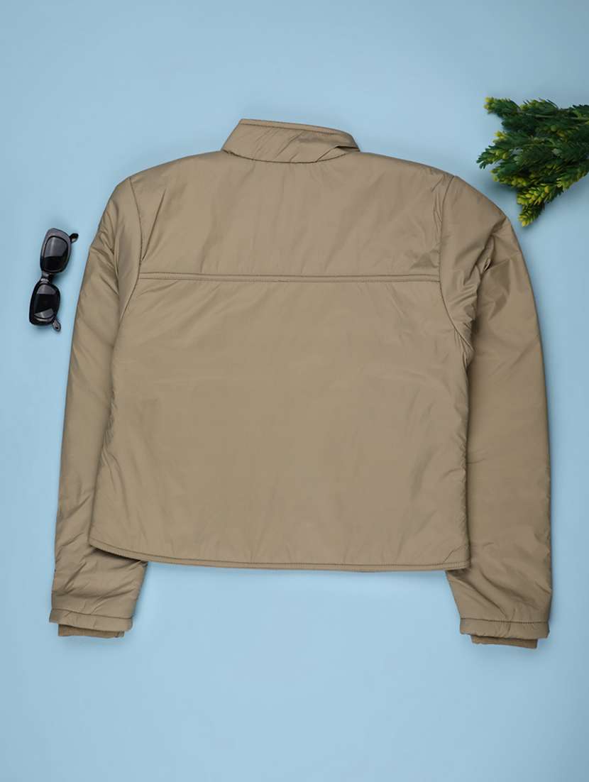 girls solid long sleeve quilted jacket - 22181510 -  Standard Image - 1