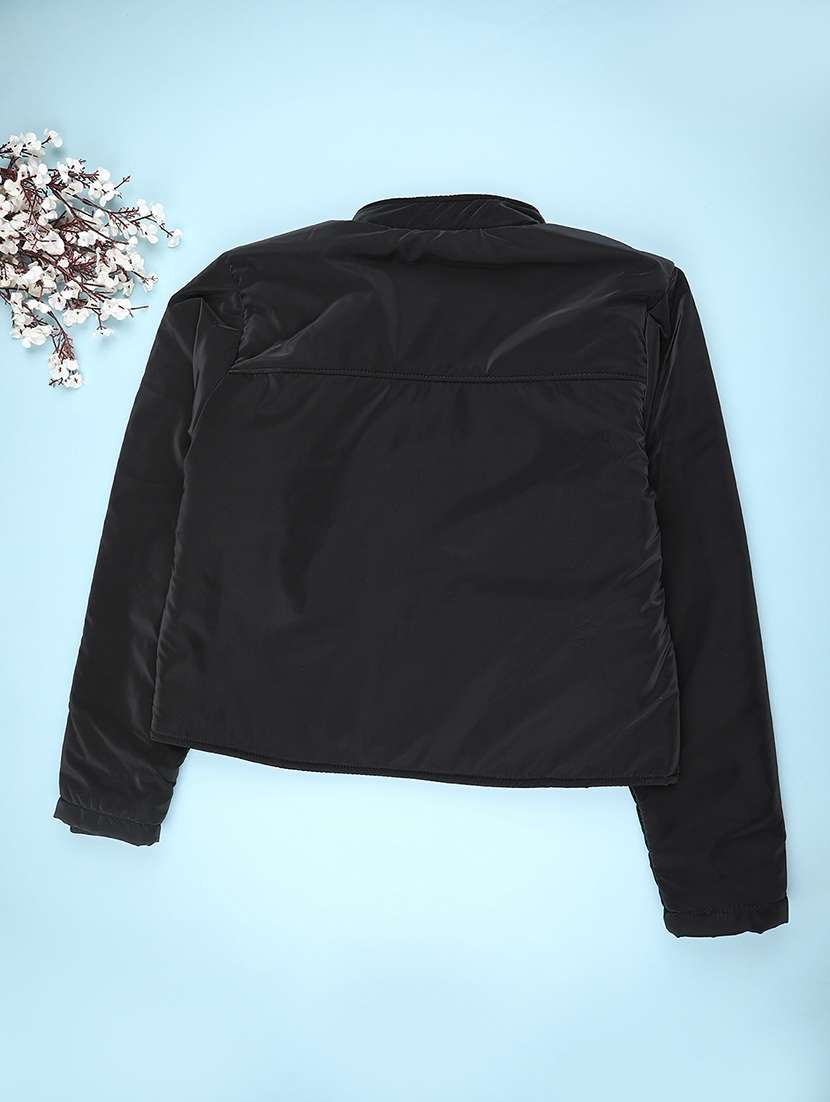 girls solid long sleeve biker jacket - 22181512 -  Standard Image - 1