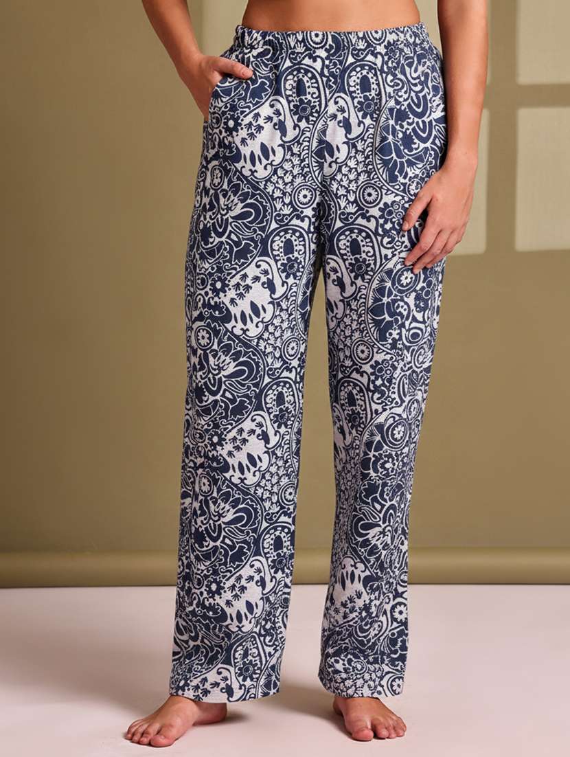 women printed mid rise lounge wear pajama
