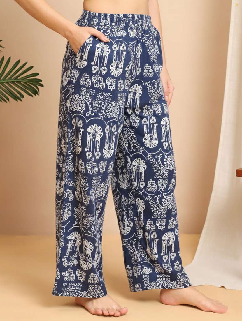 women printed mid rise lounge wear pajama - 22181566 -  Standard Image - 1