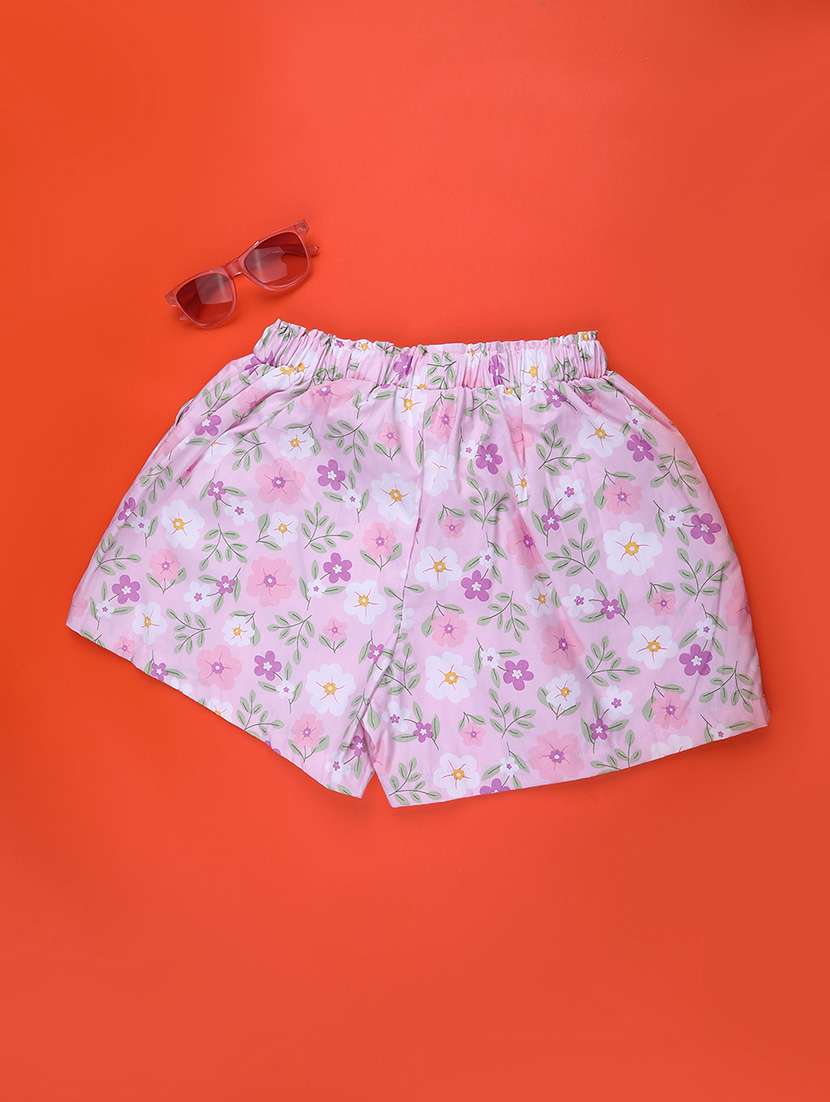 girls floral print mid rise shorts - 22181608 -  Standard Image - 1