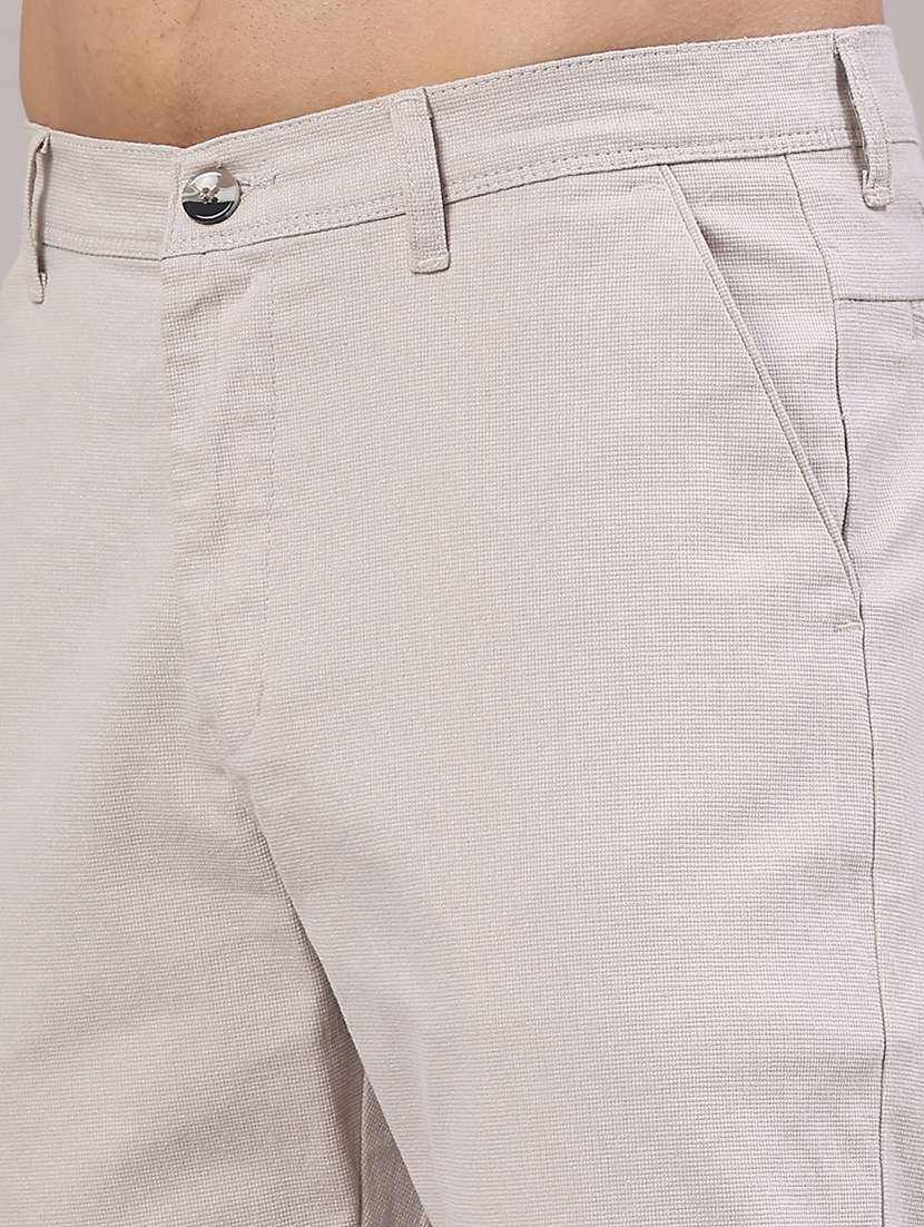 men textured mid rise chinos casual trouser - 22181630 -  Standard Image - 1