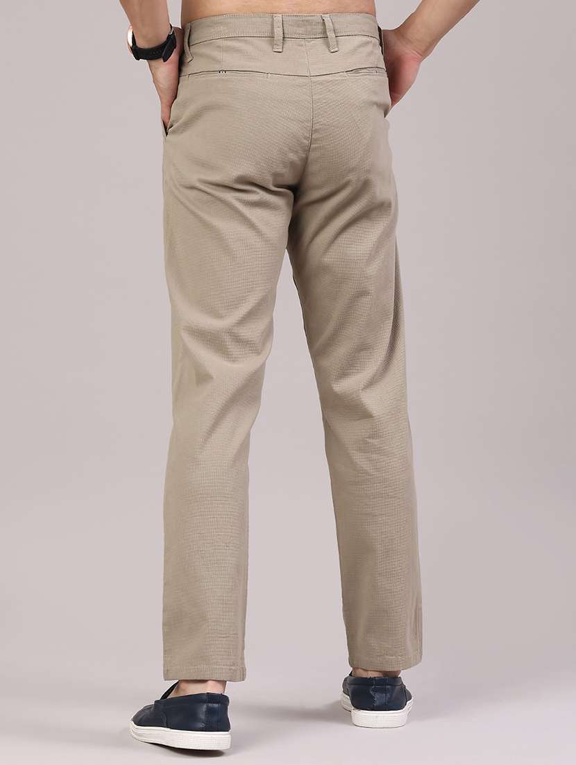 men textured mid rise chinos casual trouser - 22181661 -  Standard Image - 4