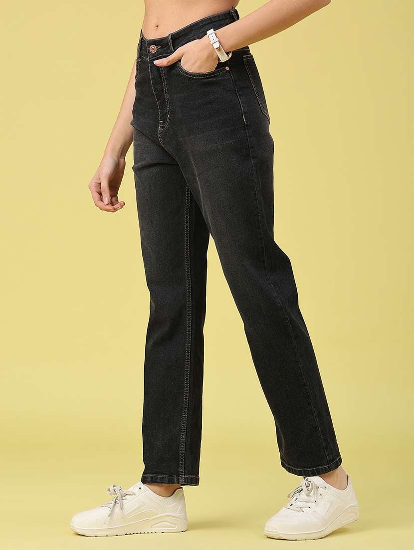 women solid mid rise straight jeans - 22181703 -  Standard Image - 1
