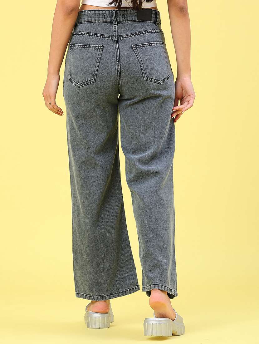 women plain high rise wide leg jeans - 22181706 -  Standard Image - 4
