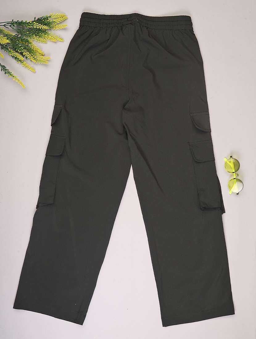 girls solid mid rise cargo - 22181828 -  Standard Image - 1