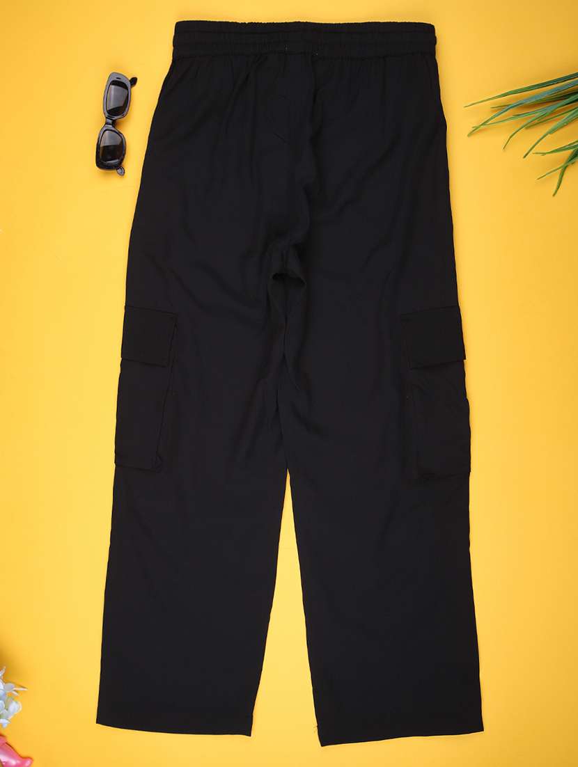 girls solid mid rise cargo - 22181838 -  Standard Image - 1