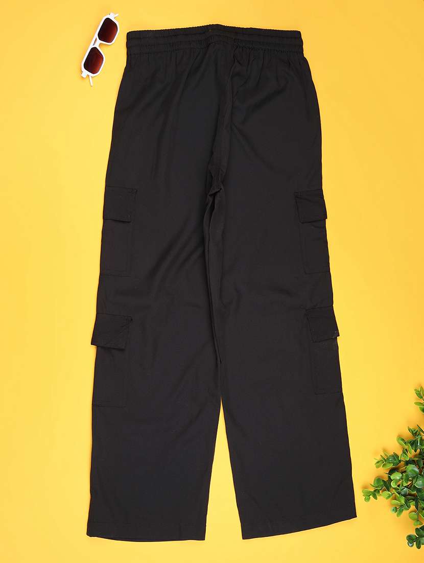 girls solid mid rise cargo - 22181839 -  Standard Image - 1