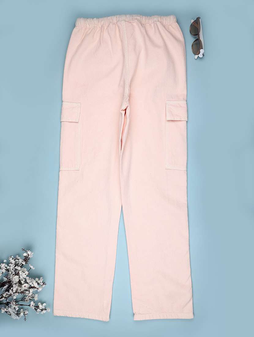 girls solid mid rise cargo - 22181842 -  Standard Image - 1