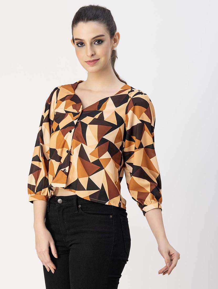 women printed puff sleeve regular top - 22181848 -  Standard Image - 1