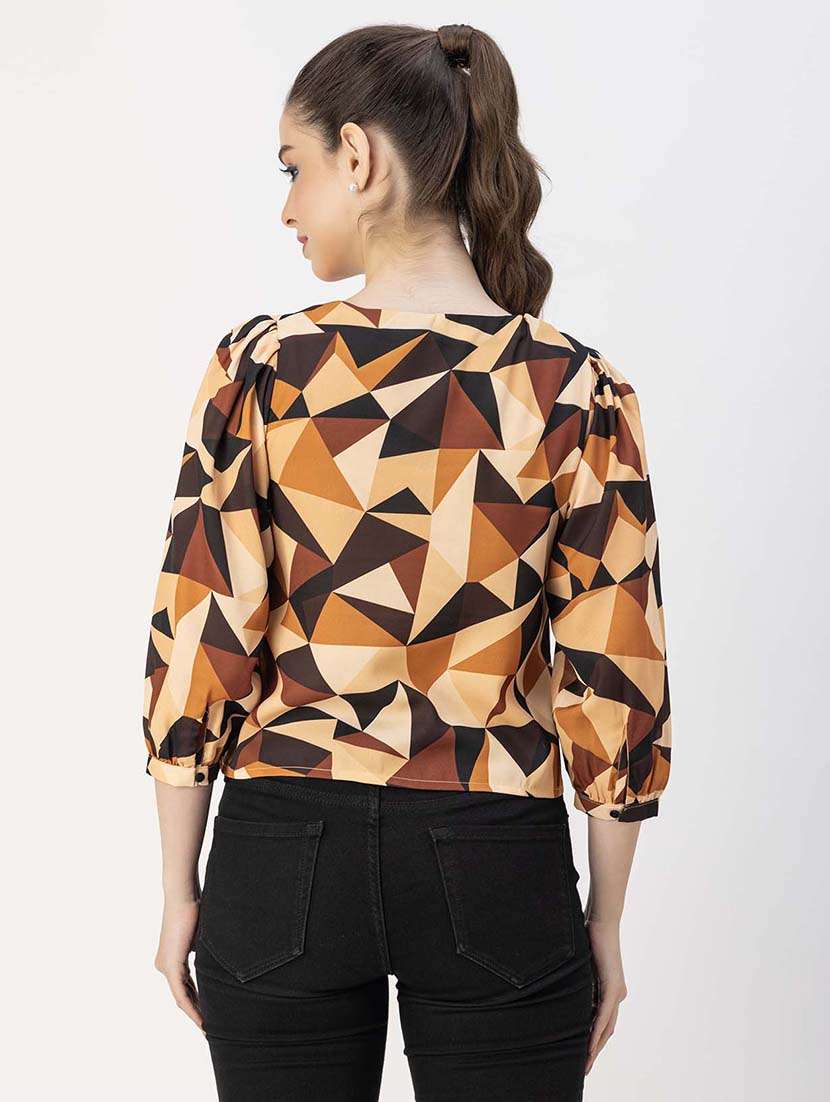 women printed puff sleeve regular top - 22181848 -  Standard Image - 4