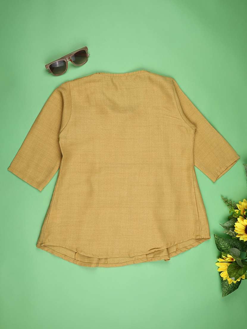girls solid with work three quarter sleeve top - 22181849 -  Standard Image - 1