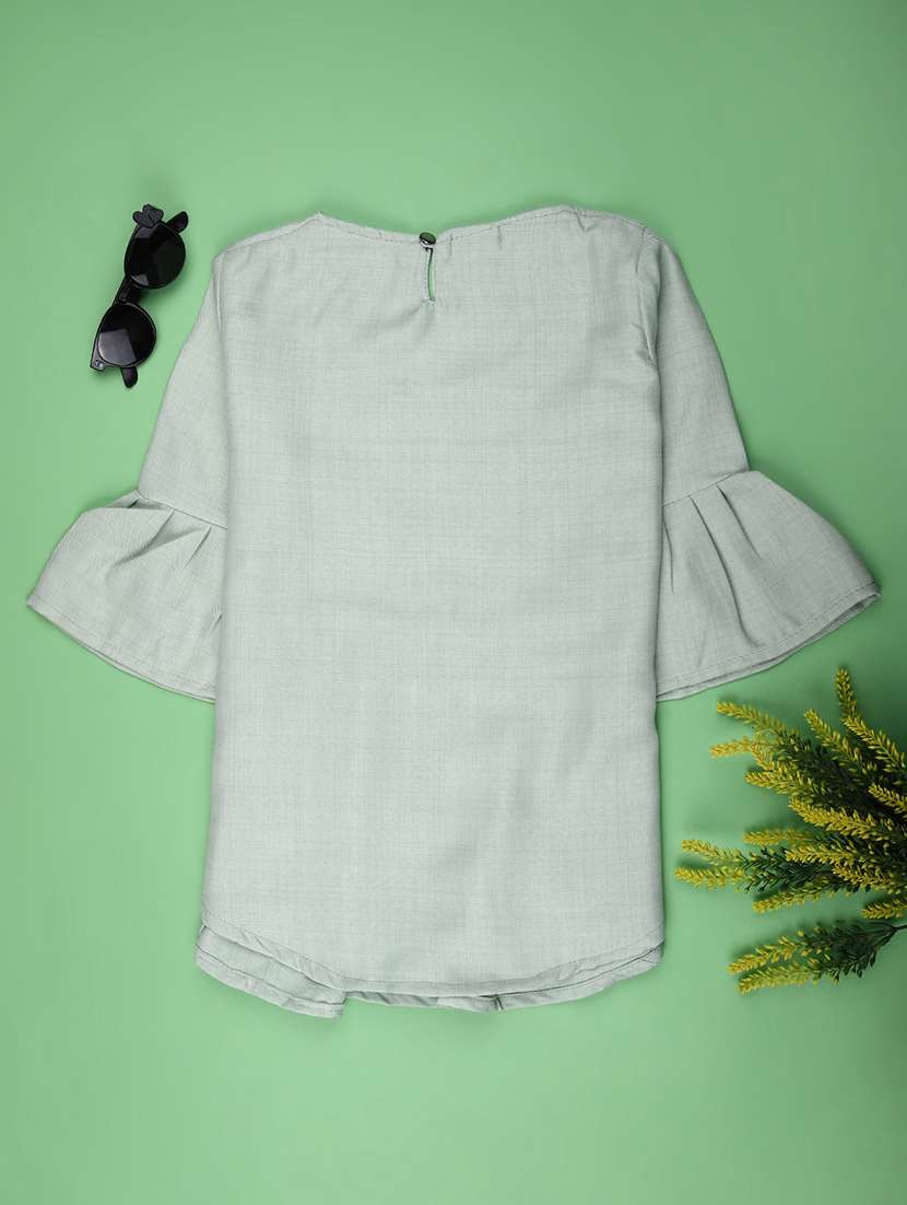 girls solid with work bell quarter sleeve top - 22181851 -  Standard Image - 1