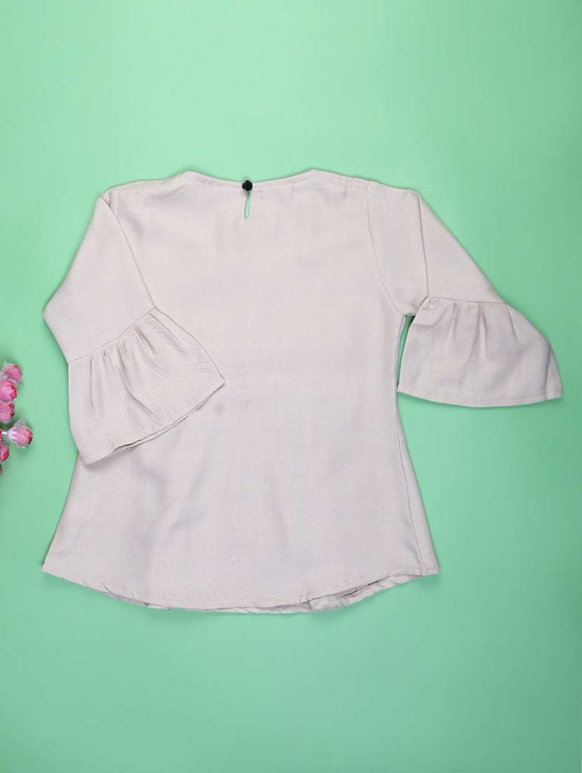 girls solid with work bell sleeve top - 22181855 -  Standard Image - 1