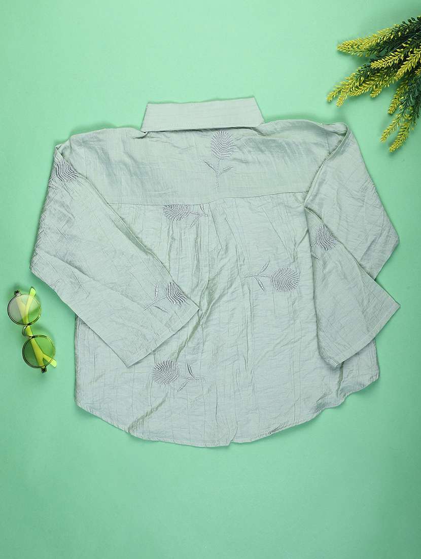 girls solid with work three quarter quarter sleeve top - 22181856 -  Standard Image - 1