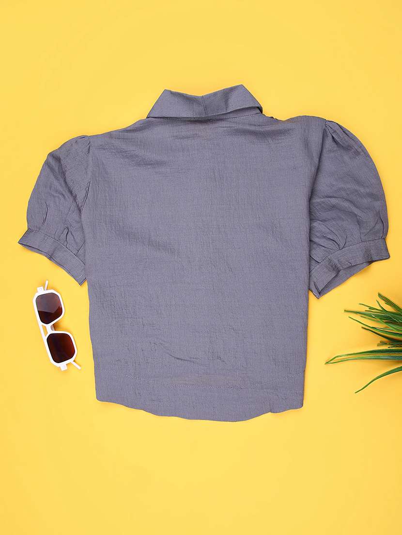 girls solid with work puff sleeve top - 22181858 -  Standard Image - 1