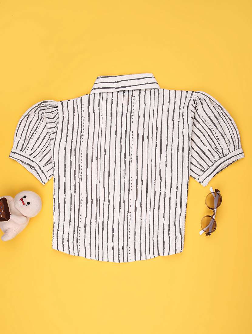 girls striped puff sleeve top - 22181859 -  Standard Image - 1
