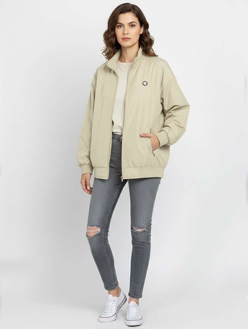 women solid long sleeve bomber jacket - 22182062 -  Standard Image - 4