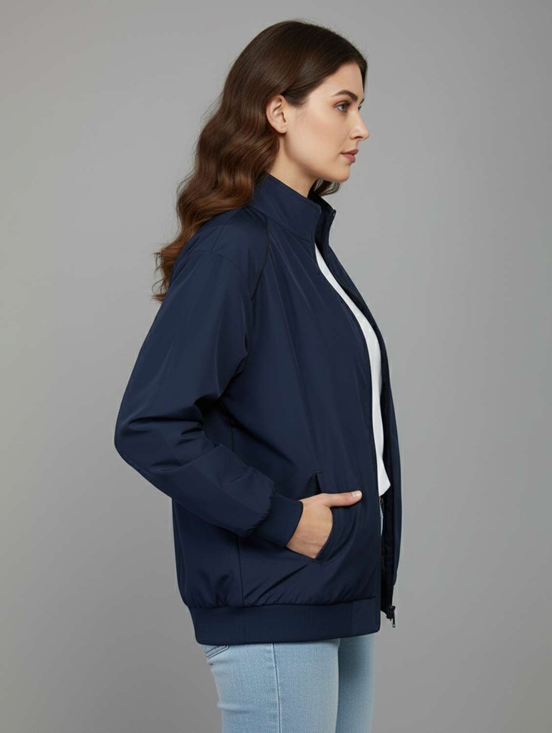 women solid long sleeve bomber jacket - 22182094 -  Standard Image - 1