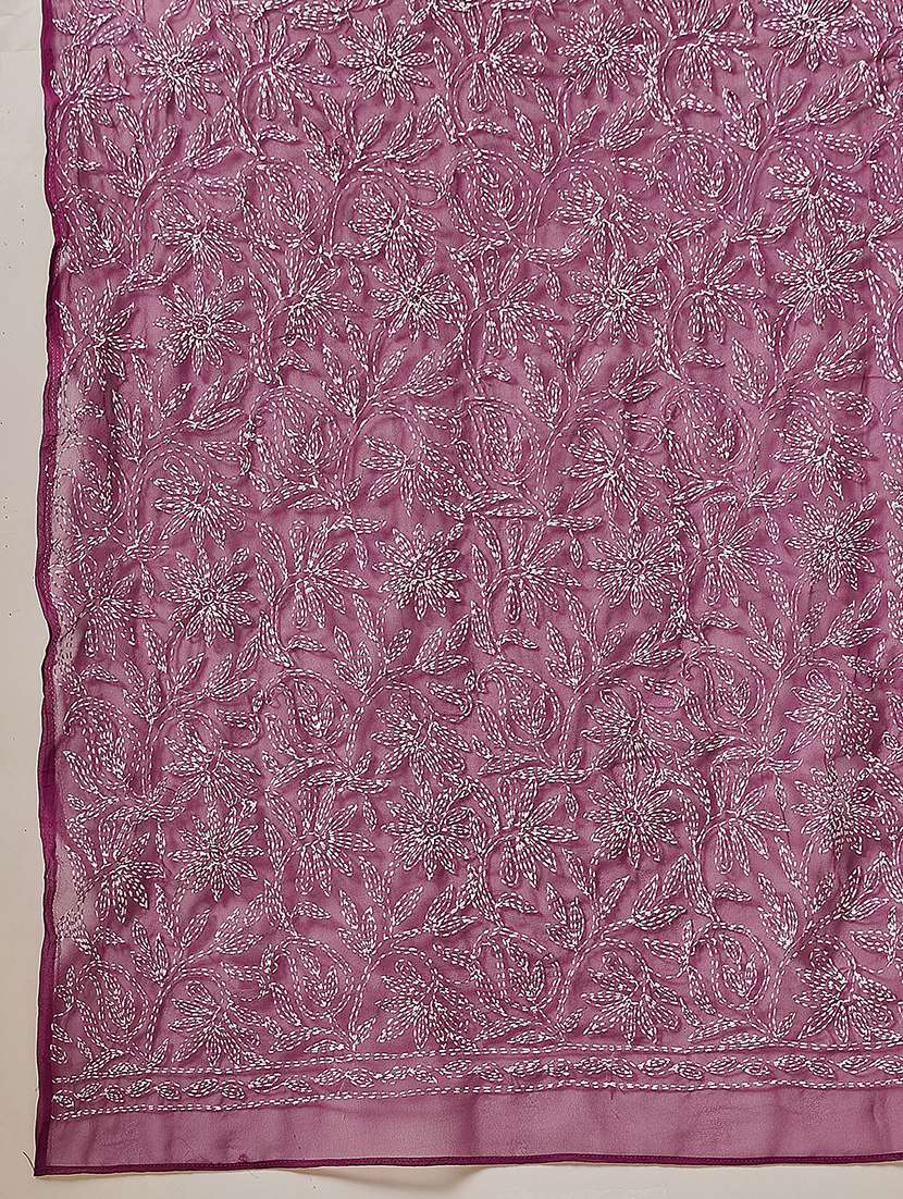 women solid with work chikankari dupatta - 22182115 -  Standard Image - 4