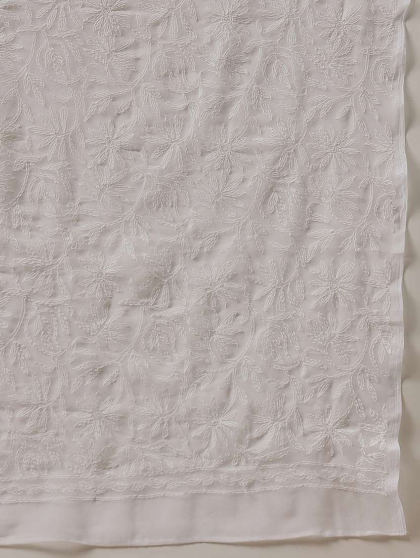 women solid with work chikankari dupatta - 22182116 -  Standard Image - 4