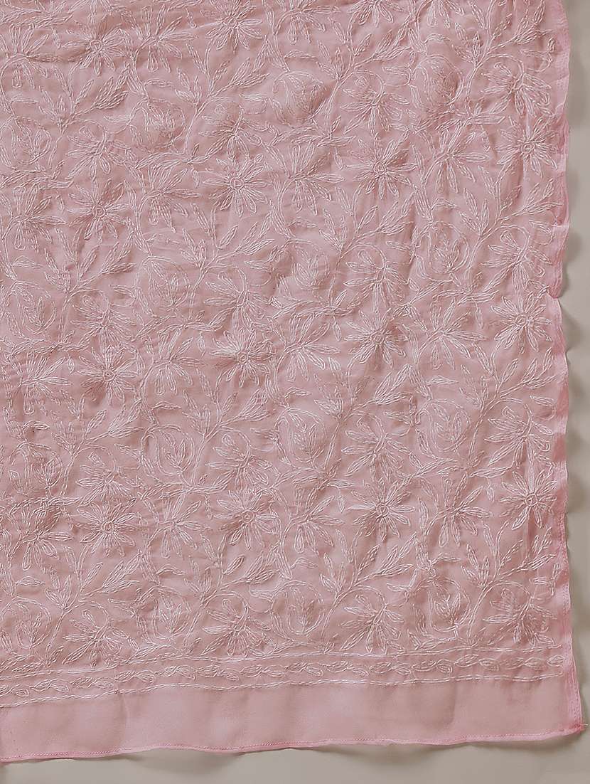 women solid with work chikankari dupatta - 22182117 -  Standard Image - 4