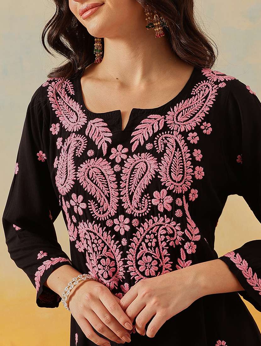 women solid with work long sleeve kurta pant set - 22182146 -  Standard Image - 4