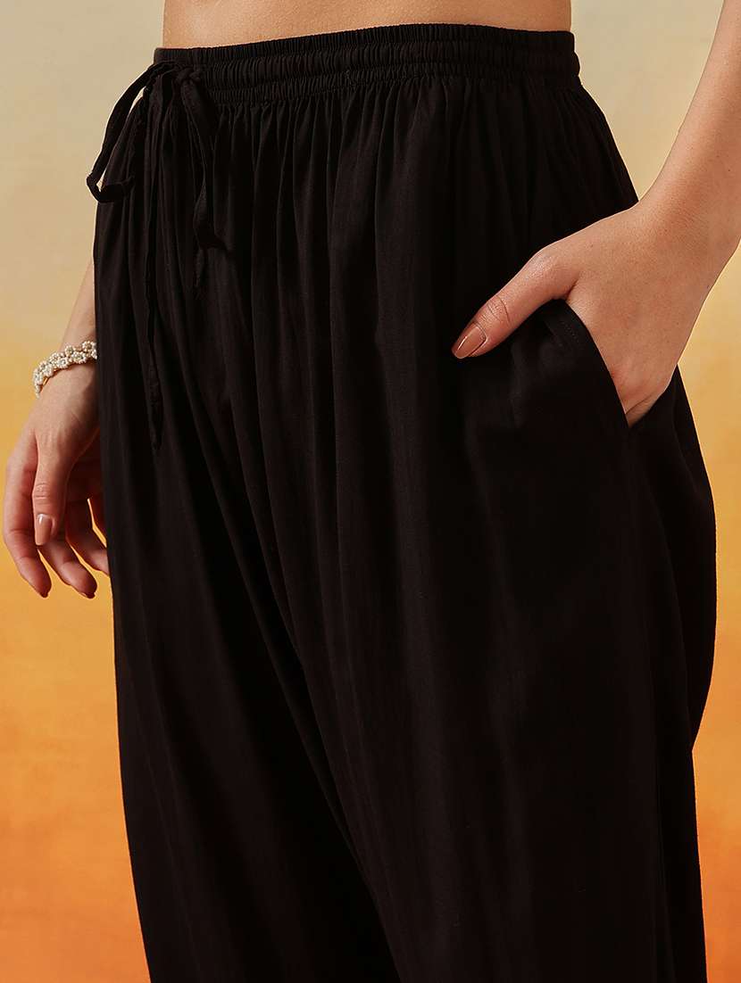 women solid with work long sleeve kurta pant set - 22182146 -  Standard Image - 6