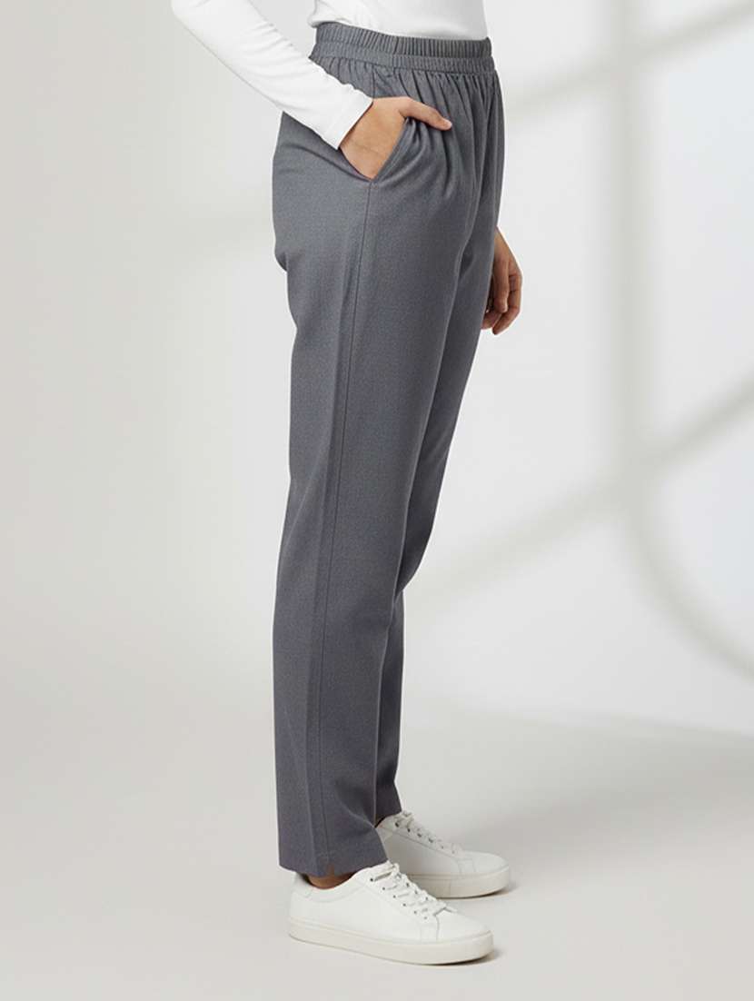 women solid mid rise straight trouser - 22182152 -  Standard Image - 1