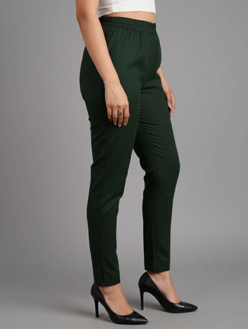 women solid mid rise straight trouser - 22182153 -  Standard Image - 1