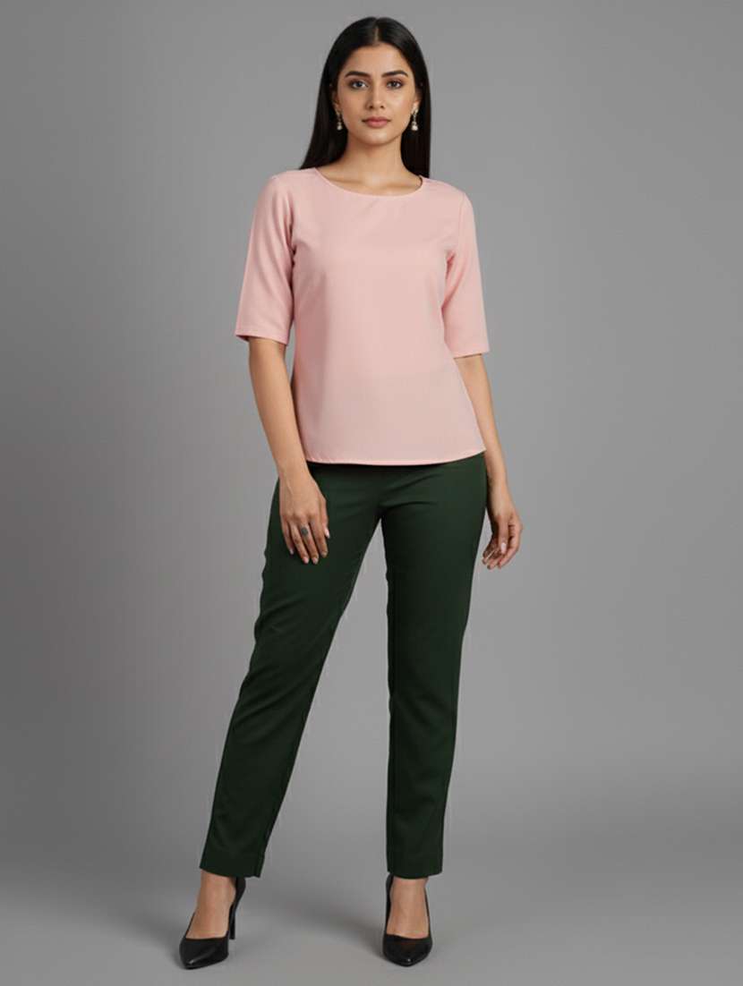 women solid mid rise straight trouser - 22182153 -  Standard Image - 4