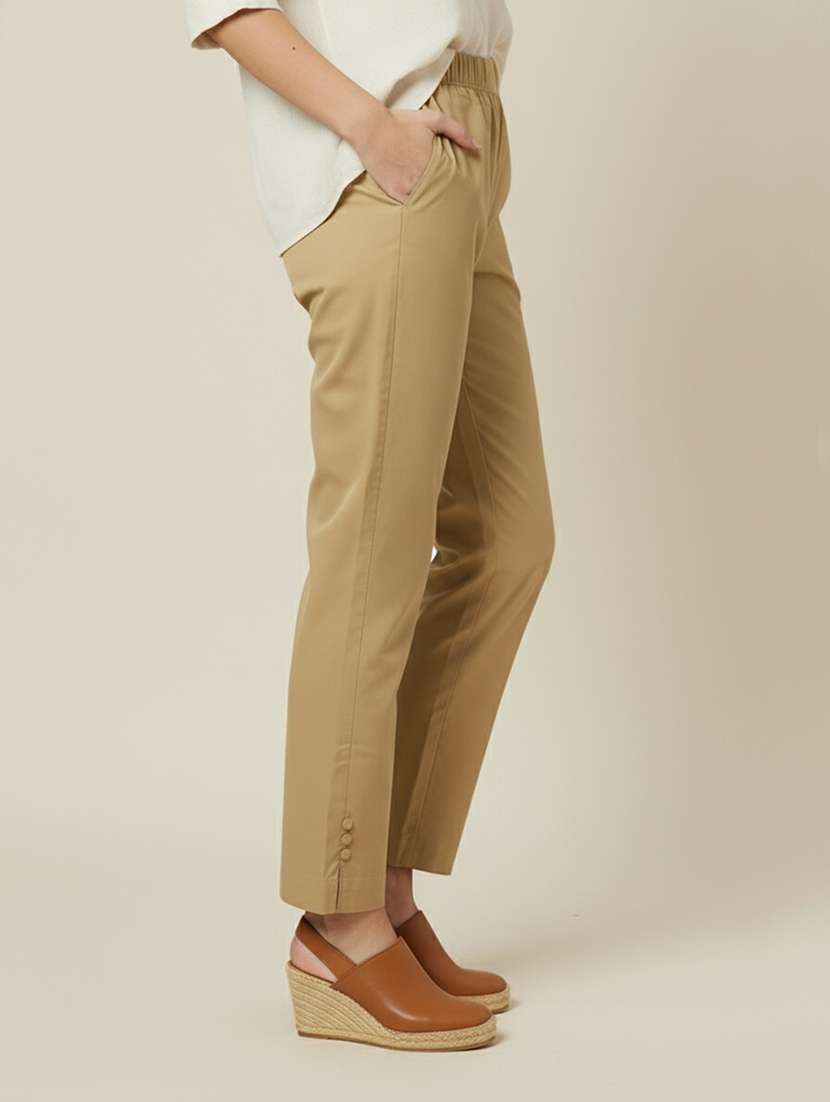 women solid mid rise straight fit pant - 22182154 -  Standard Image - 1