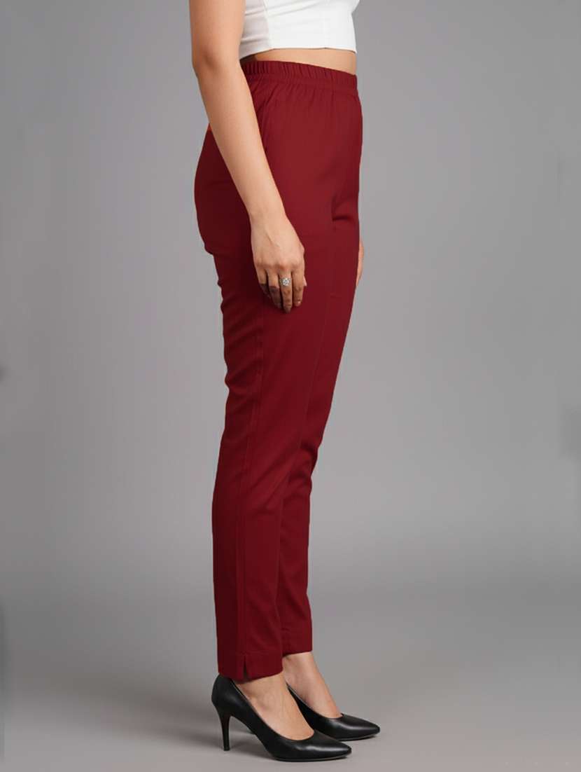women solid mid rise tapered pant - 22182155 -  Standard Image - 1