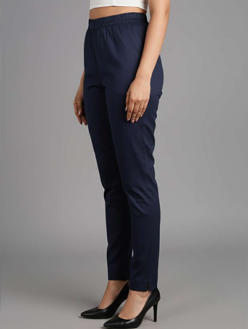 women solid mid rise tapered pant - 22182157 -  Standard Image - 1