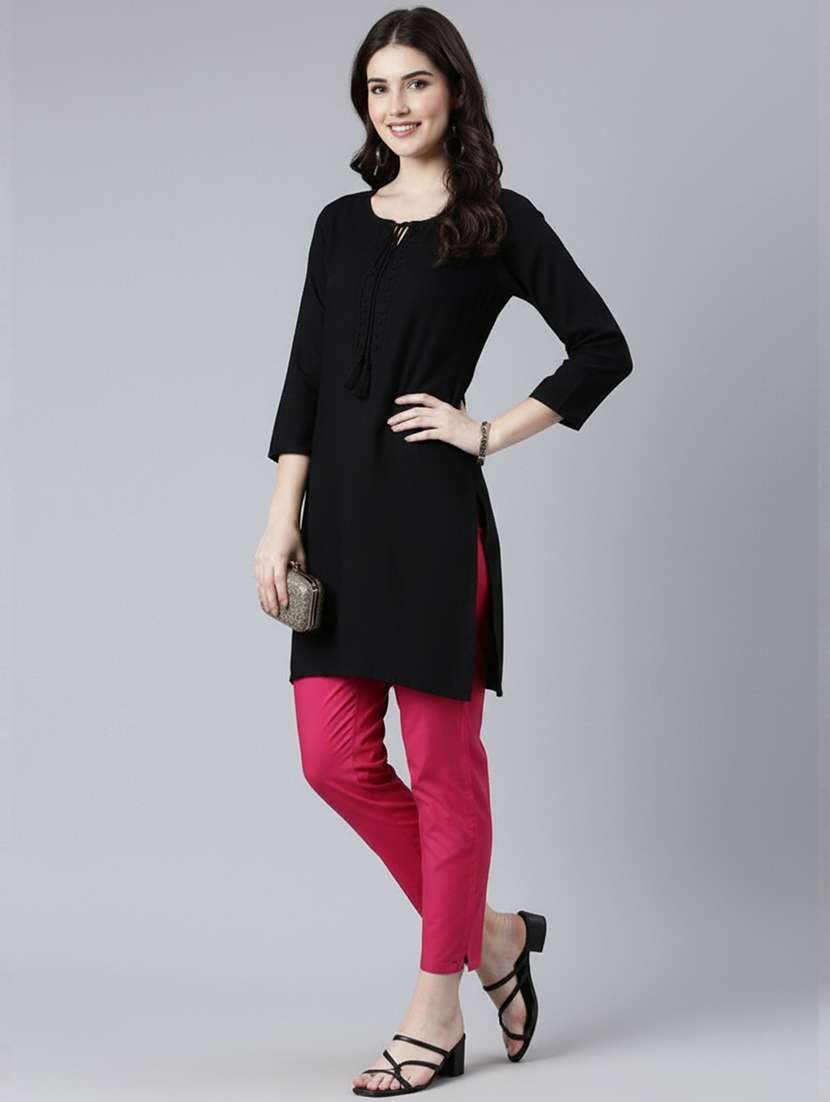 women solid mid rise tapered pant - 22182159 -  Standard Image - 4