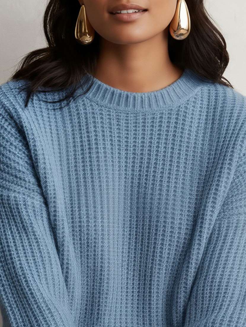 women solid long sleeve pullover - 22182162 -  Standard Image - 4