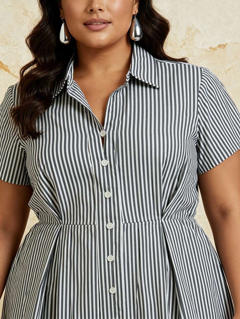 women plus size striped short sleeve shirt dress - 22182165 -  Standard Image - 4