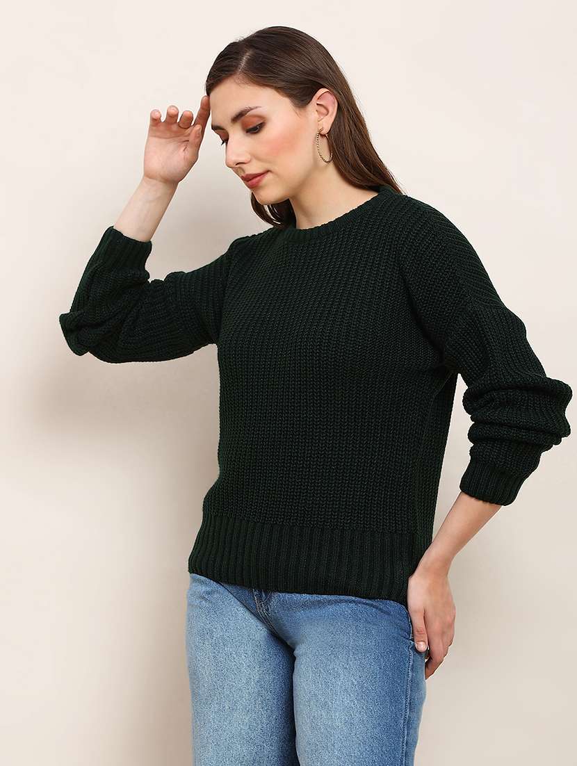 women solid long sleeve pullover - 22182184 -  Standard Image - 1