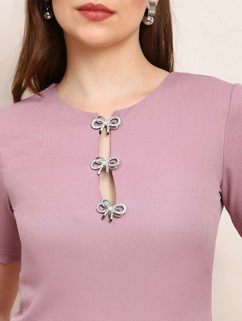 women solid short sleeve sheath dress - 22182198 -  Standard Image - 4