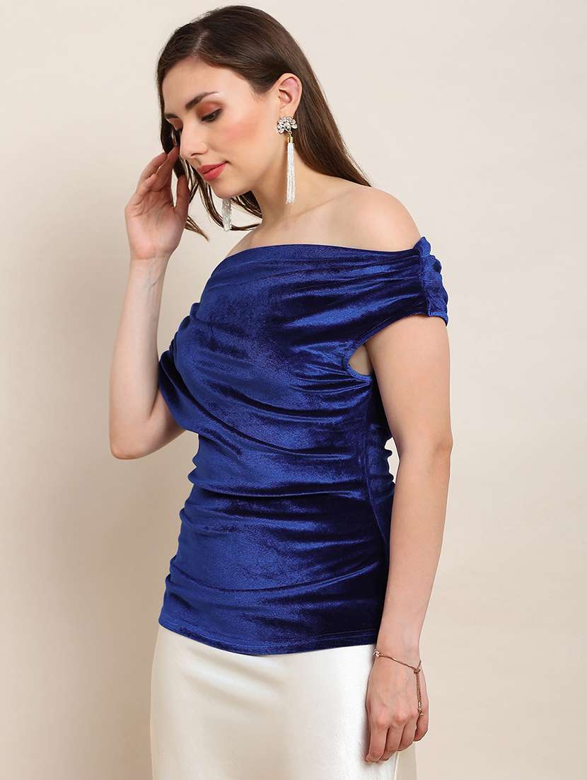 women solid off shoulder top - 22182212 -  Standard Image - 1