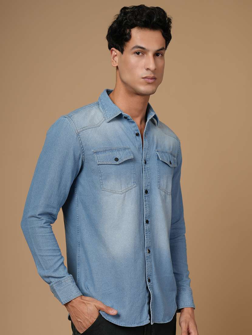 men solid long sleeve slim fit casual shirt - 22182232 -  Standard Image - 1