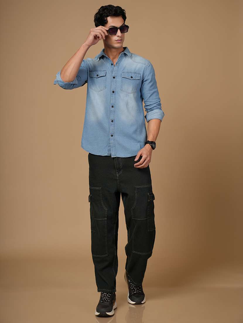 men solid long sleeve slim fit casual shirt - 22182232 -  Standard Image - 4