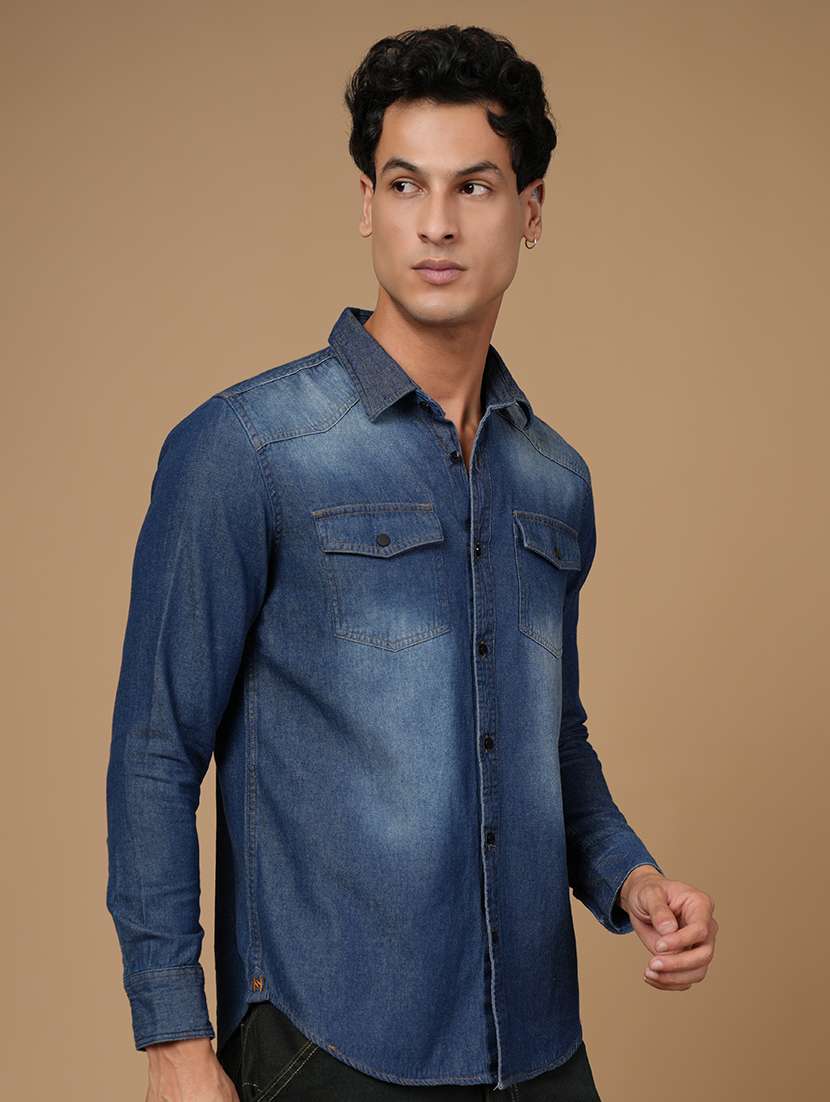 men solid long sleeve slim fit casual shirt - 22182233 -  Standard Image - 1