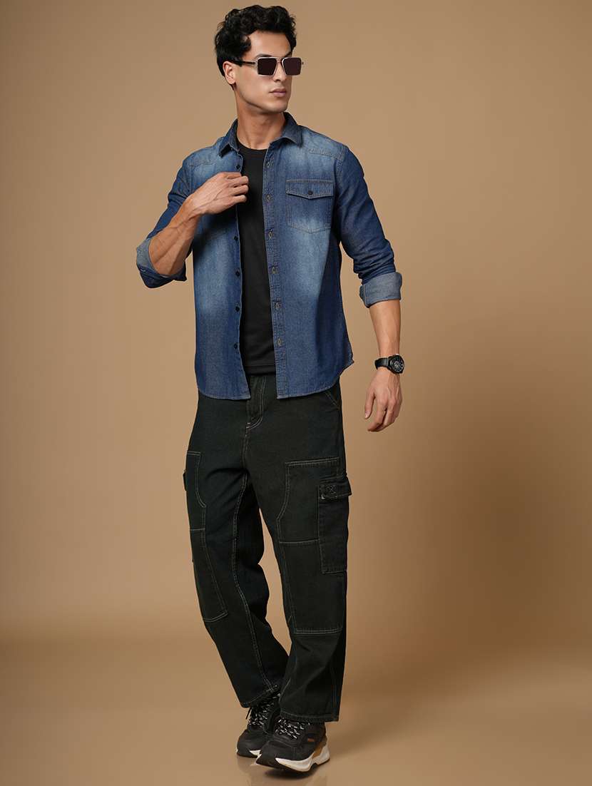 men solid long sleeve slim fit casual shirt - 22182233 -  Standard Image - 4