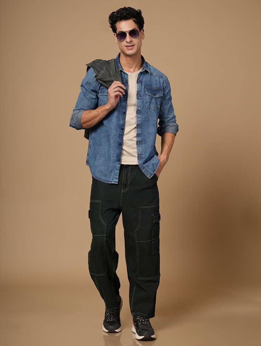 men solid long sleeve slim fit casual shirt - 22182234 -  Standard Image - 4