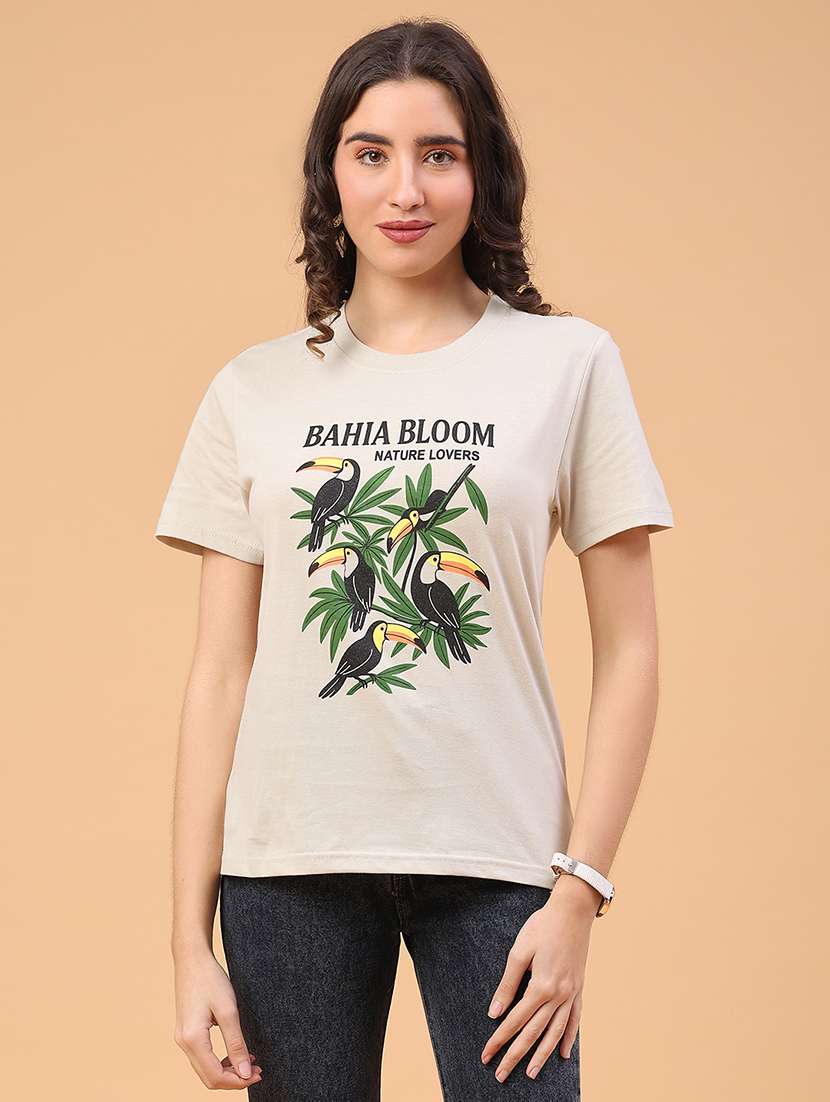 women printed round neck t-shirt - 22182264 -  Standard Image - 1