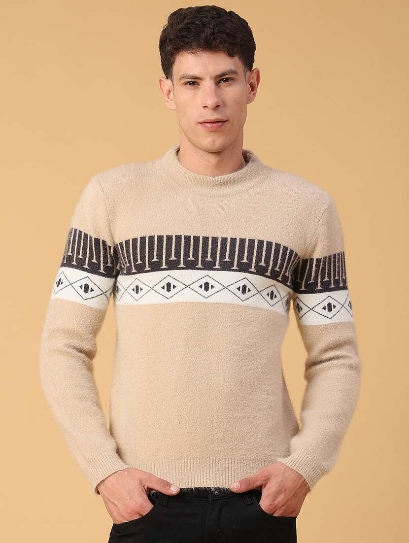 men self design long sleeve regular fit pullover  - 22182290 -  Standard Image - 1
