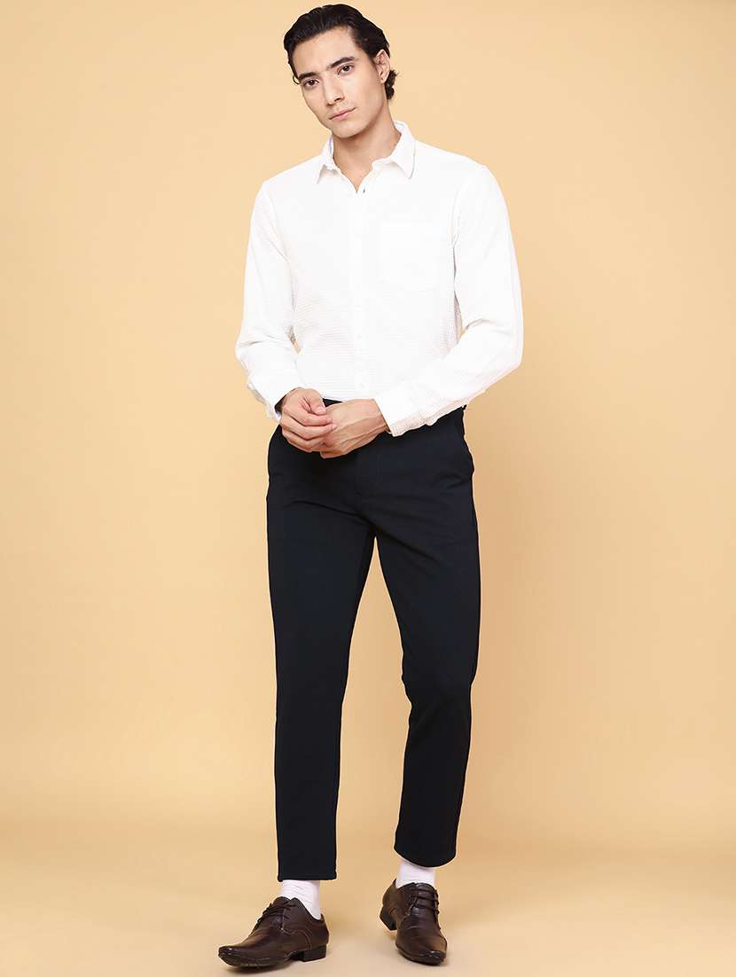 men navy blue cotton chinos casual trouser - 22182304 -  Standard Image - 4